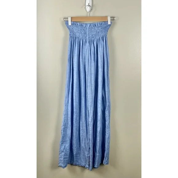 Sagimar 100% Linen Pants Pull On Blue Wide Leg Women's Made In Italy Linen Sz S? - Picture 3 of 7